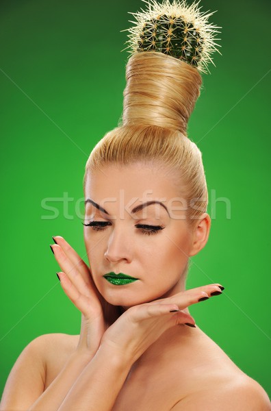  Woman with cactus in her hair 
 Stock photo © Nejron