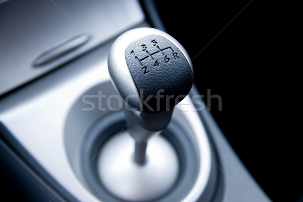 Six speed gear stick in a brand new sport car (shallow DoF) Stock photo © Nejron
