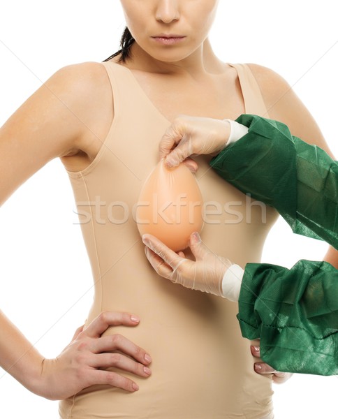 塑料 外科醫生 女子 矽 乳房 注入 商業照片 © Nejron