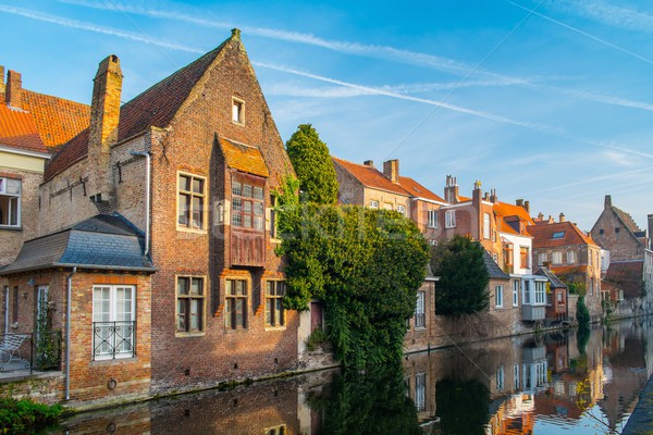Houses along canal in Bruges, Belgium Stock photo © Nejron