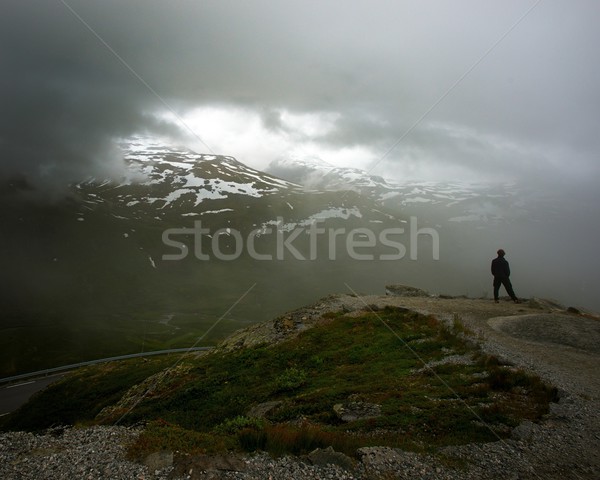 Stock foto: Stehen · Hügeln · Rand · Natur · Schnee · rock