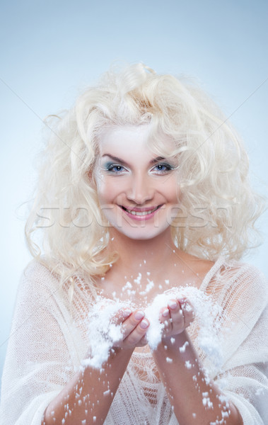 Stock photo: Snow queen playing with snow