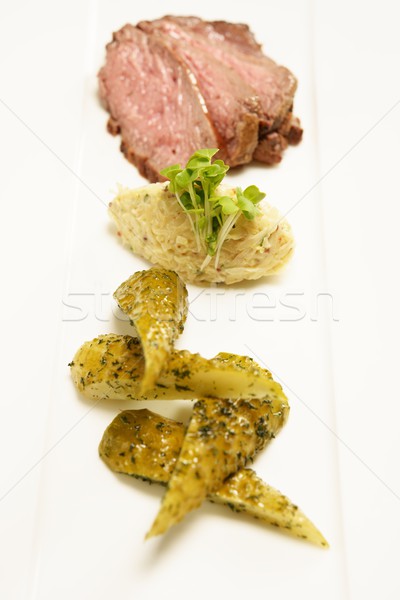 Slices of meat with marinated cucumbers Stock photo © Nejron