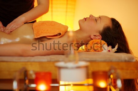 Femeie frumoasa masaj fată lumina sănătate tabel Imagine de stoc © Nejron