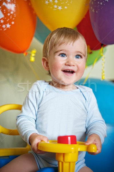 [[stock_photo]]: Bébé · garçons · année · anniversaire · fille · fête