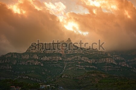 Foto stock: Montanha · Espanha · céu · sol · pôr · do · sol · luz