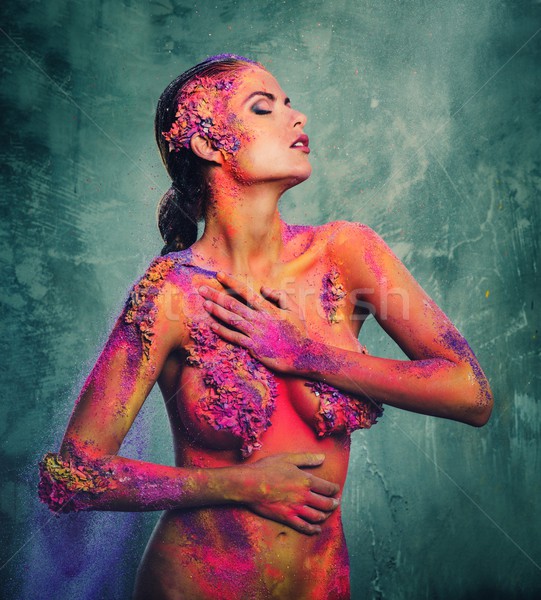 Frumos body art fată modă Imagine de stoc © Nejron