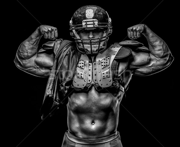 Fußballspieler tragen Helm Rüstung schwarz Stock foto © Nejron