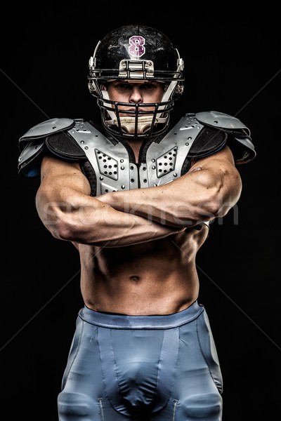 Amerikai futballista visel sisak páncél fekete Stock fotó © Nejron
