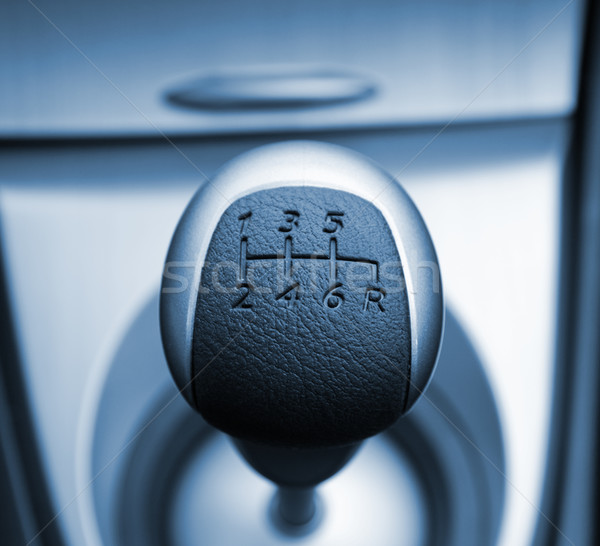 Six speed gear stick toned in blue (shallow DoF) Stock photo © Nejron