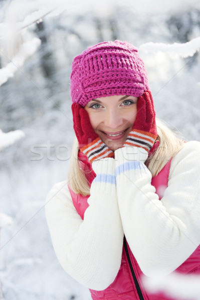 Foto stock: Congelado · mujer · hermosa · invierno · ropa · aire · libre · ojo