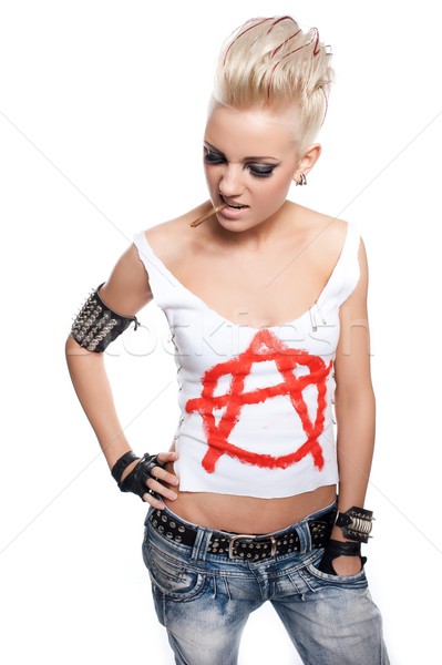 Punk girl with a cigarrete Stock photo © Nejron