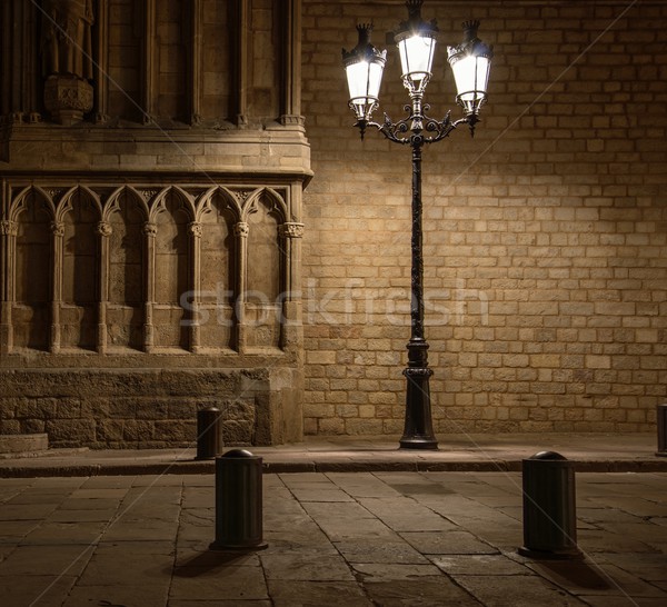 Beautiful streetlight in front of old building in Barcelona Stock photo © Nejron