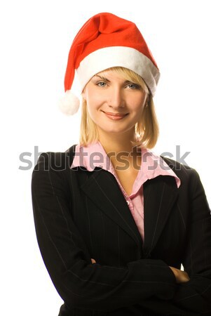 Young beutiful business woman in Christmas hat Stock photo © Nejron