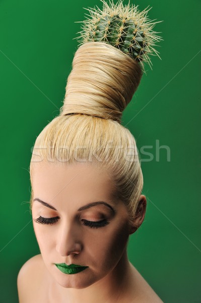 Woman with cactus in her hair 
 Stock photo © Nejron