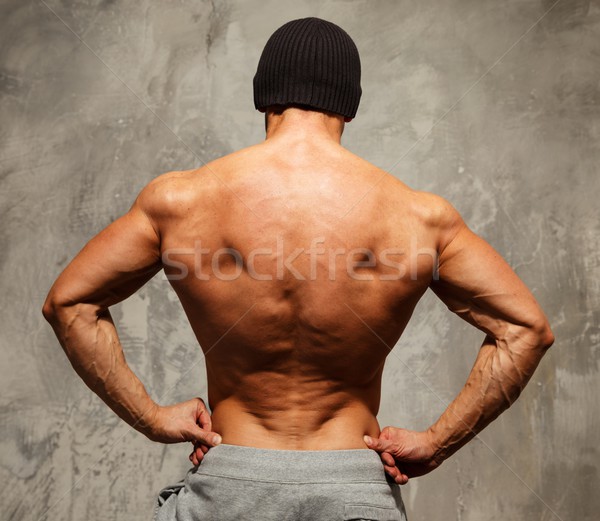 Stockfoto: Knappe · man · gespierd · torso · hoed · poseren · man