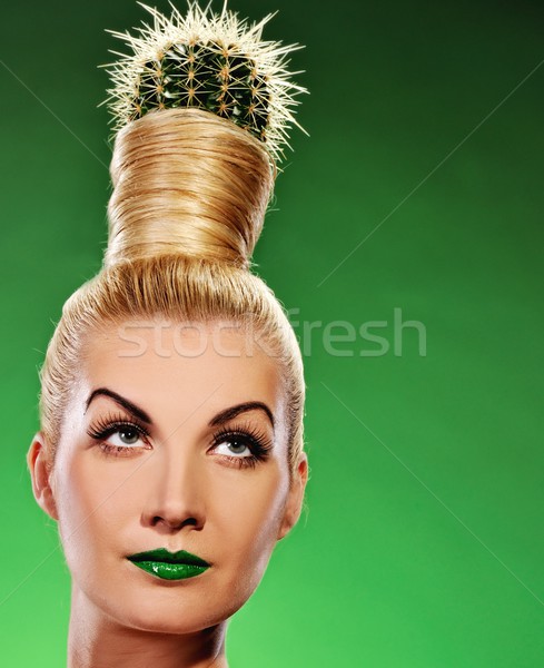  Woman with cactus in her hair 
 Stock photo © Nejron