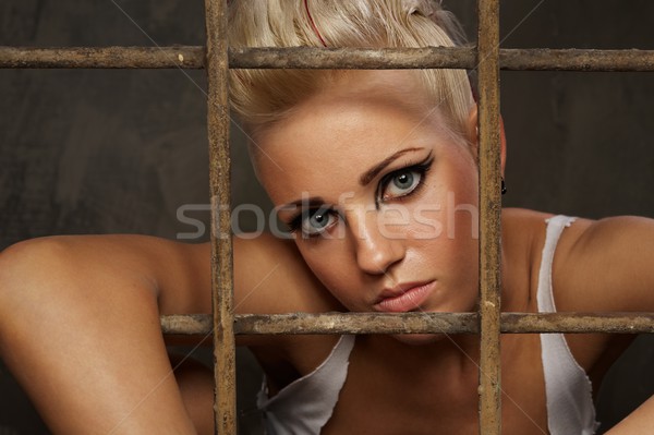 Punk girl behind bars Stock photo © Nejron
