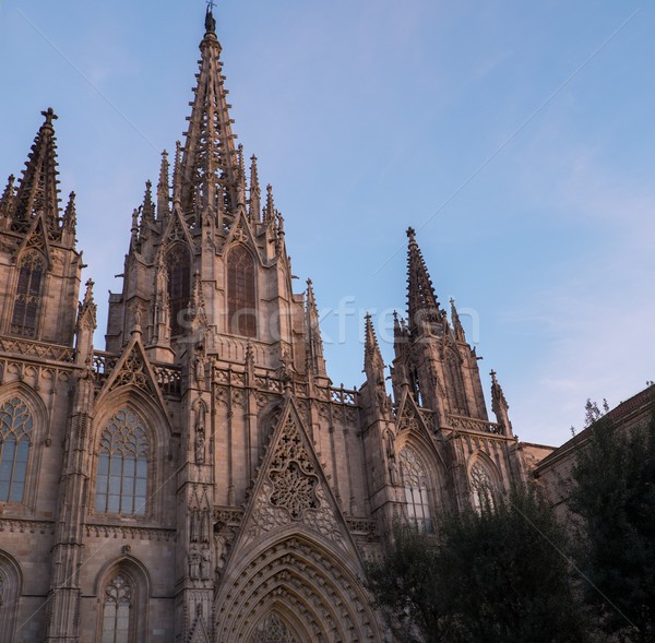 Cathedral of the Holy Cross and Saint Eulalia on sunset  Stock photo © Nejron