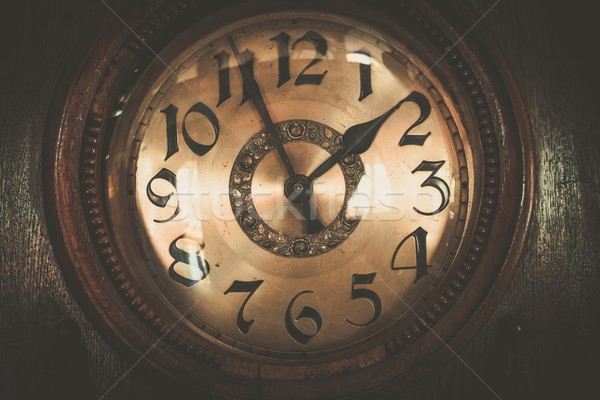 Stock photo: Vintage wooden clock