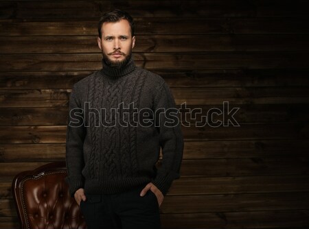 Bel homme cardigan bois rural [[stock_photo]] © Nejron