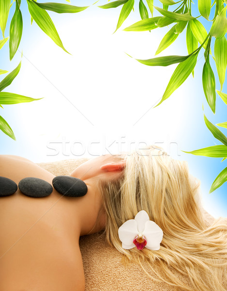 Foto stock: Massagem · quente · vulcânico · pedras · mulheres · projeto