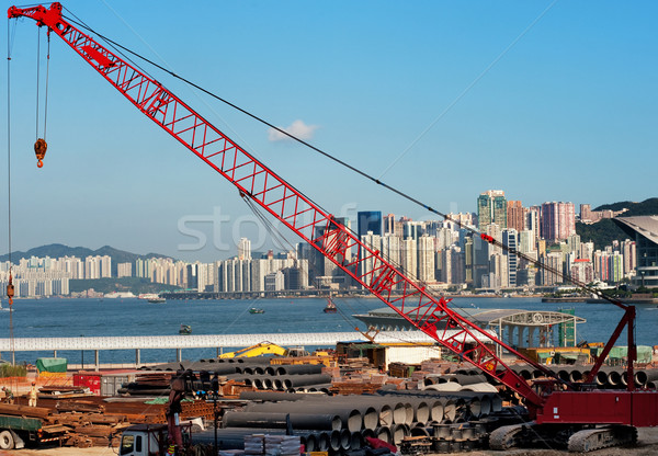 Widoku miasta portu niebieski czasu góry Zdjęcia stock © Nejron