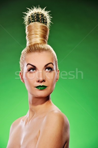  Woman with cactus in her hair 
 Stock photo © Nejron