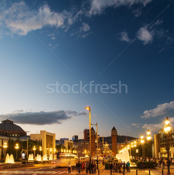 Vue nuit ville construction montagne Voyage [[stock_photo]] © Nejron