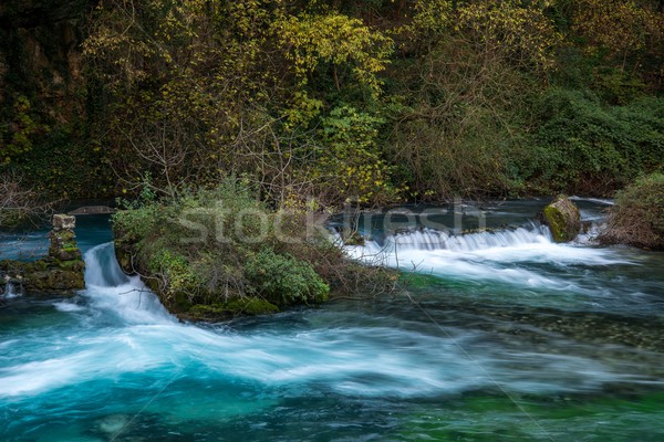 Weirs on river in Fontaine-de-Vaucluse, France Stock photo © Nejron