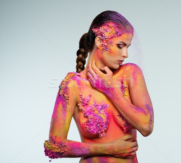 Uman body art femeie fată modă Imagine de stoc © Nejron