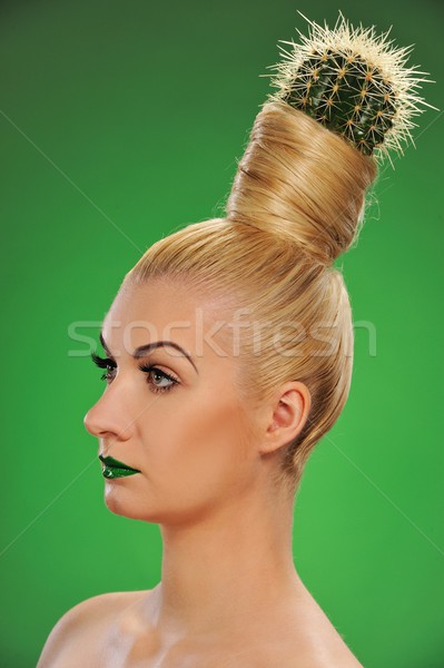 Woman with cactus in her hair 
 Stock photo © Nejron