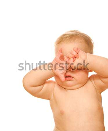 Stock foto: Schönen · Baby · Tränen · Hände · Kind · Hintergrund