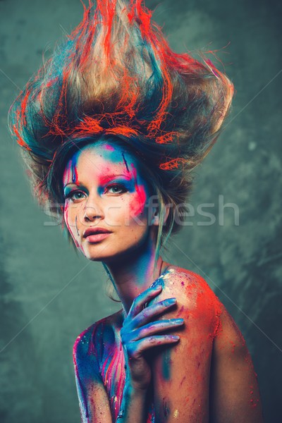 Młoda kobieta muse twórczej body art fryzura kobieta Zdjęcia stock © Nejron