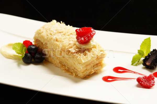 Napoleon puff tort with fresh  fruits  Stock photo © Nejron