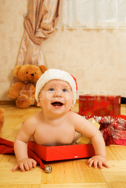 Adorable toddler in Christmas hat Stock photo © Nejron