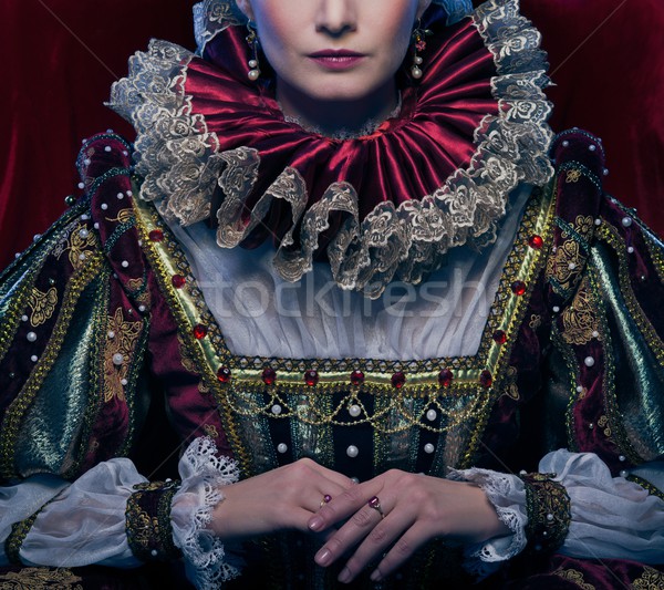 Queen in royal dress and luxuriant collar Stock photo © Nejron
