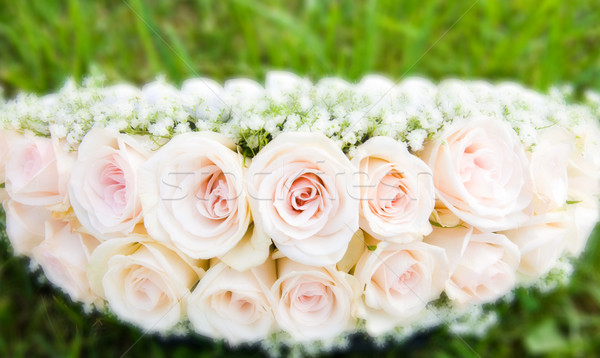 Stock photo: Bridal bouquet on a green grass