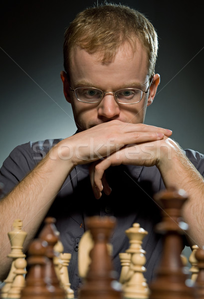 Thoughtful chess master Stock photo © Nejron