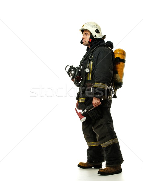 消防士 斧 酸素 バルーン 孤立した 白 ストックフォト © Nejron