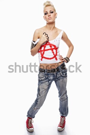 Retrato punk menina mulher cara pintar Foto stock © Nejron