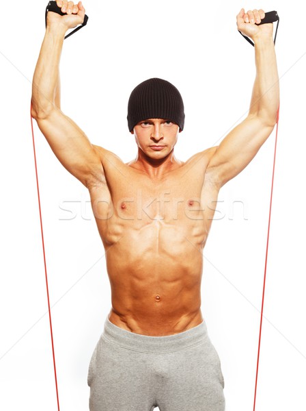Barbat frumos musculos fitness exercita sănătate sală de gimnastică Imagine de stoc © Nejron