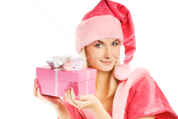 Foto stock: Hermosa · caja · de · regalo · mujer · nina · sexy