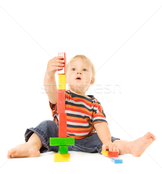 Belo jovem criança jogar intelectual jogo Foto stock © Nejron