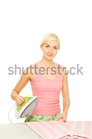 Foto stock: Bela · mulher · roupa · isolado · branco · sorrir