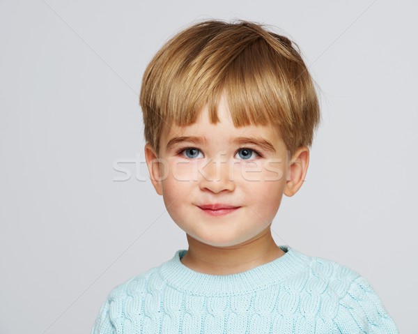 笑みを浮かべて 赤ちゃん 少年 青 プルオーバー 肖像 ストックフォト © Nejron