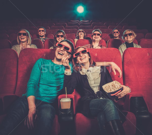 Grup insanlar 3d gözlük izlerken film sinema kadın Stok fotoğraf © Nejron