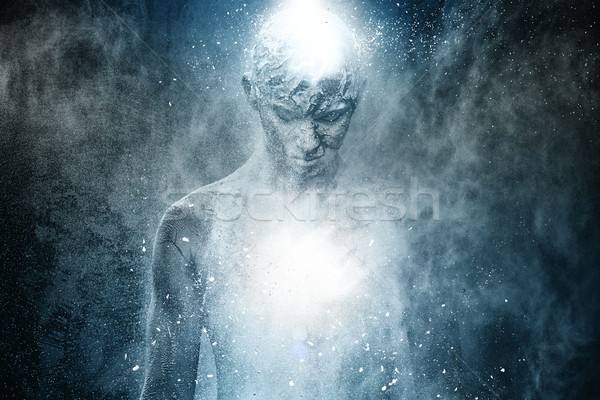 Mann geistigen Kunst am Körper Licht malen Blitz Stock foto © Nejron