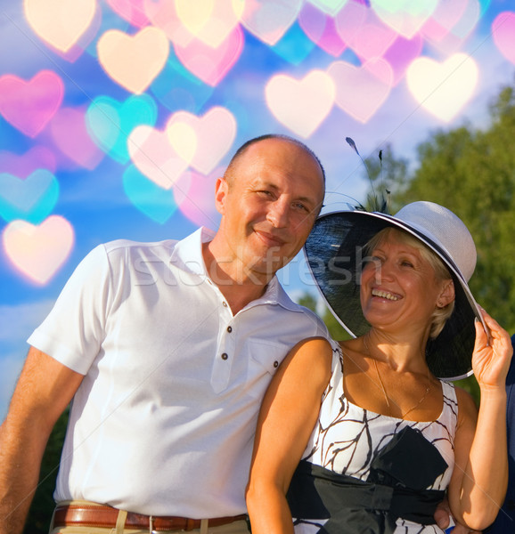 Casal amor mulher sorrir floresta Foto stock © Nejron