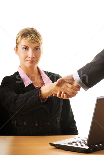 Zakenman zakenvrouw verdrag vrouw handen Stockfoto © Nejron